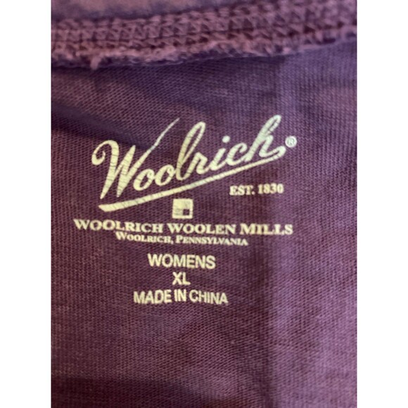 Woolrich Distressed T Shirt Top XL Purple Eggplant 100% Cotton Oversized Blouse - Picture 7 of 12